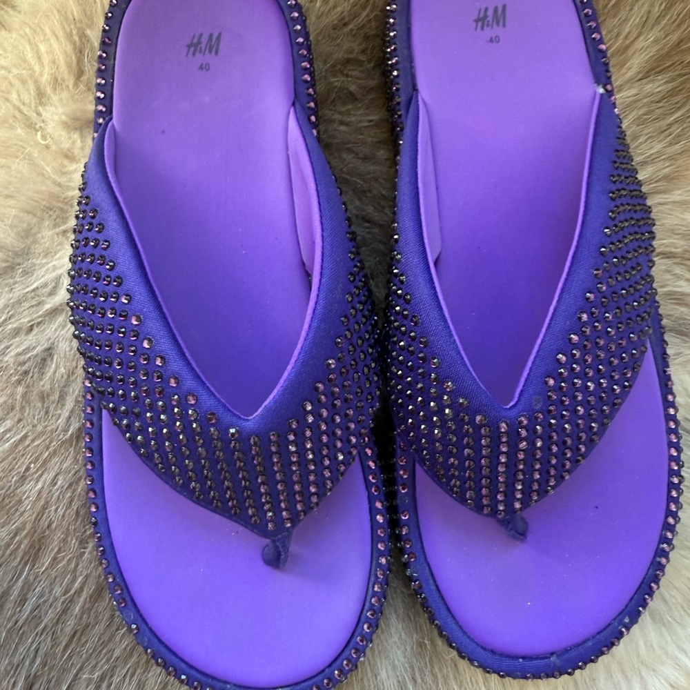 H&M Purple Rhinestone Sandals for Casual Glam